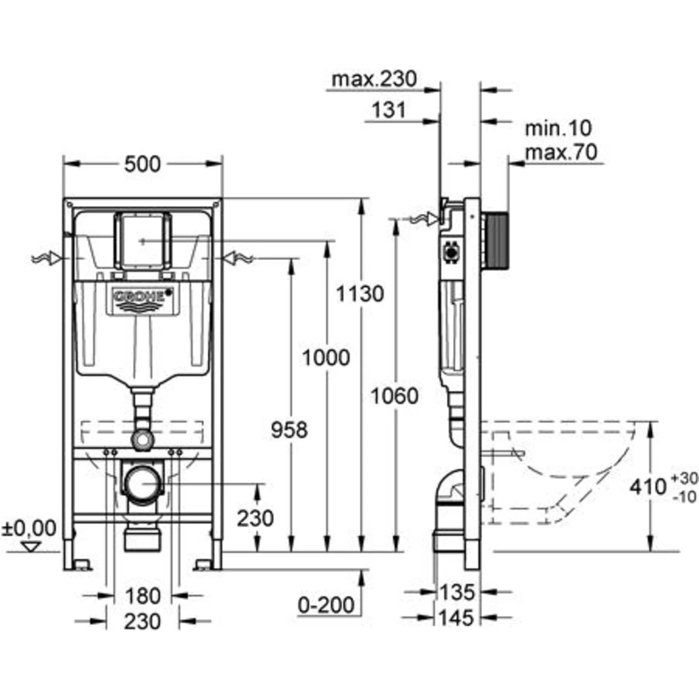 Grohe Rapid-Sl Wc Element Met Wandbevestiging En İsolatiemat