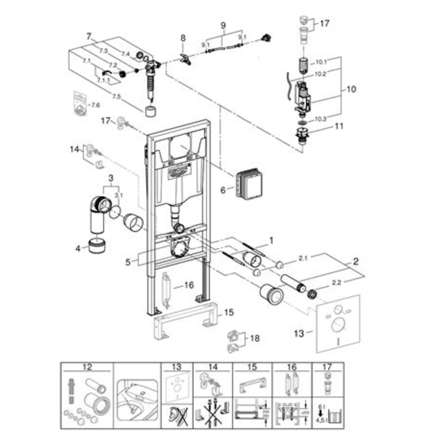 Grohe Rapid-Sl Wc Element Zonder Wandbevestiging