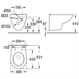 Grohe Bau Hangend Toilet, Diepspoel, Randloos