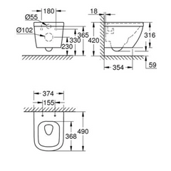 Grohe Euro Hangtoilet, Diepspoel, Randloos