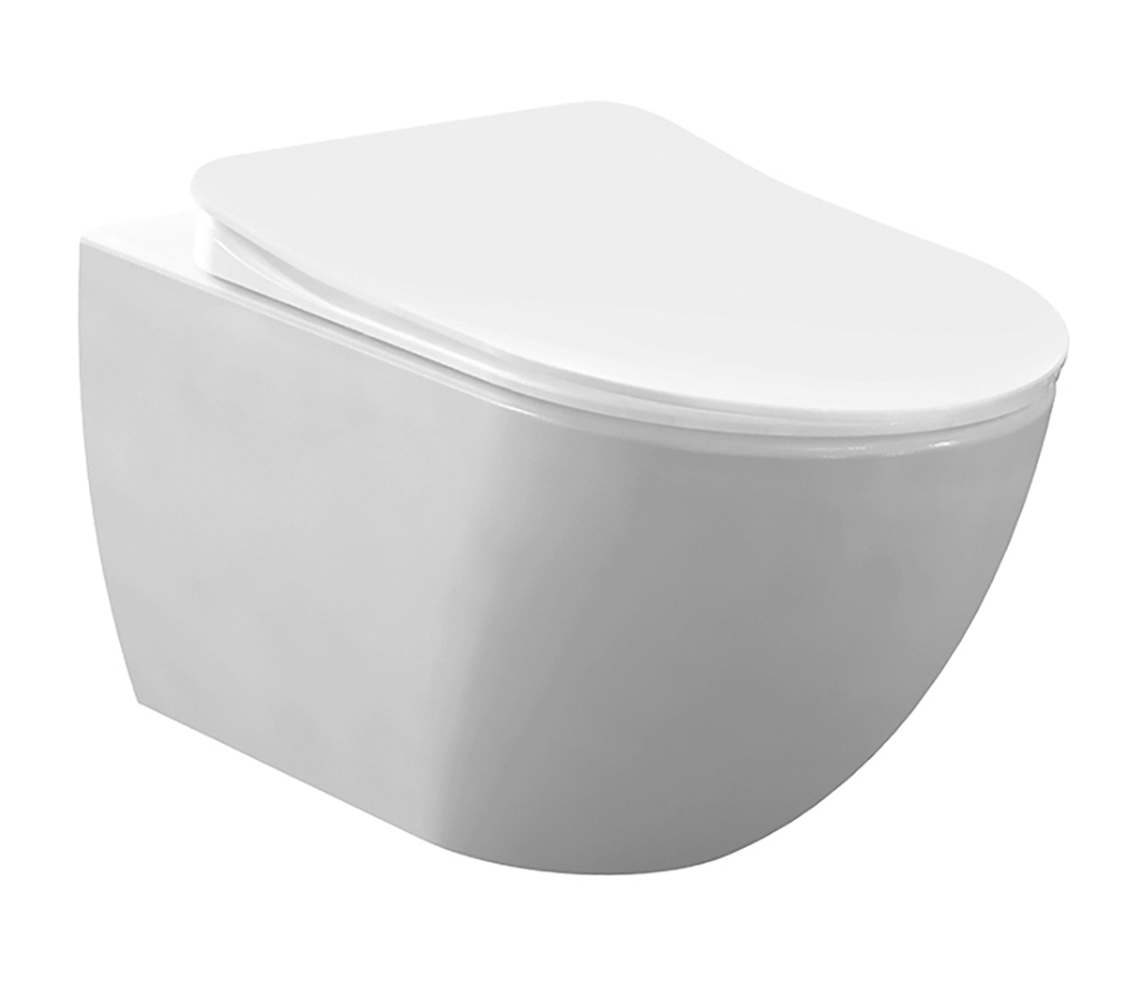 Creavit Design Ophang -  Wc Met Rvs Sproeier (bidet) - Verborgen Bevestiging Wit - Zonder Zitting