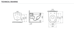 Creavit Design Ophang Wc Met Rvs Sproeier (bidet), Verborgen Bevestiging Wit Zonder Zitting