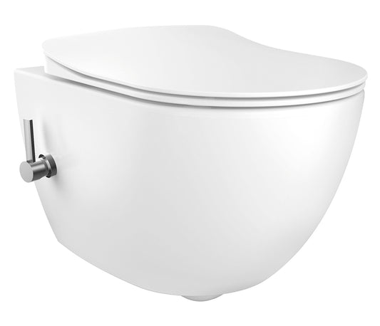 Creavit Design Hangend - Toilet Rvs Sproeier (bidet) Rimoff Met Een Geïntegreerde Koud Water Kraan 1318