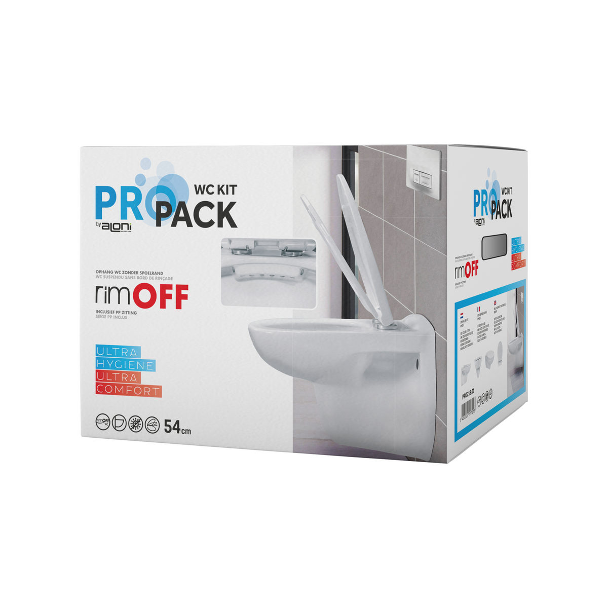 Aloni pro ophang wc rimm-off + soft close zitting wit