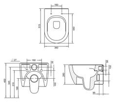 Creavit - Aloni Design Randloos Hangtoilet Met Bidet Wit Zonder Zitting