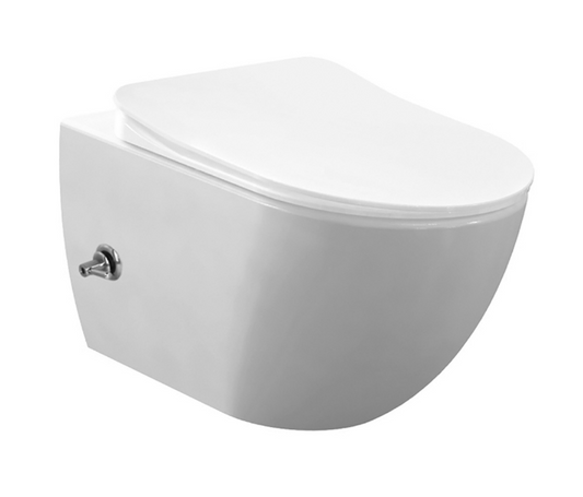 Design Ophang Wc Met Rvs Sproeier (Bidet) Rimoff – Geïntegreerde Warm / Koud Water Kraan Zonder Zitting 749