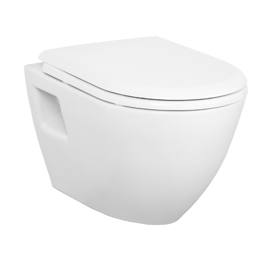 Creavit - Aloni Rimoff Hangend Toilet Met Rvs Sproeier (bidet), Wit zonder zitting 707