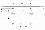 Geberit İcon - Wastafel - 2X Waskom - Kraangat Links/Rechts - Wit