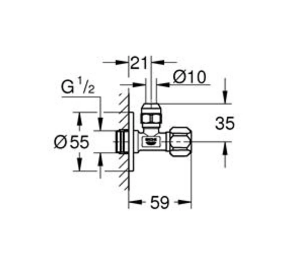 Grohe Hoekstopkraan  ½ X 3/8 Chroom