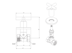 Aloni  Cross Inbouwkraan  1/2×1/2  Chroom