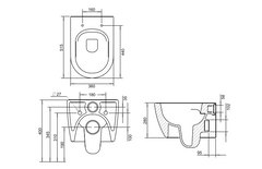 Creavit - Aloni Design Hangend Toilet Zonder Sproeier (Bidet) Zwart Zonder Zitting