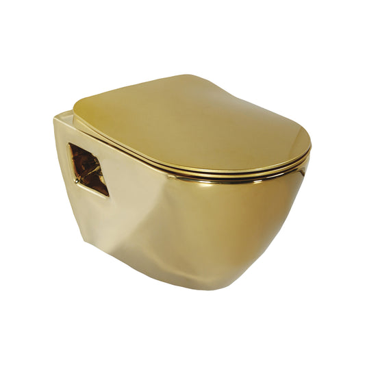 Creavit Design Hangend Toilet - Gouden Keramische Toiletpot - Luxueuze Wandcloset met Bidet 1280