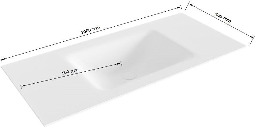 Cloud Talc Solid Surface İnbouw Wastafel 100Cm. Positie Wasbak Midden.