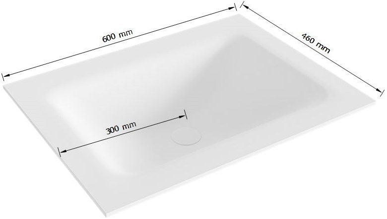 Cloud Talc Solid Surface İnbouw Wastafel 60Cm. Positie Wasbak Midden.