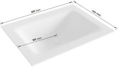 Cloud Talc Solid Surface İnbouw Wastafel 60Cm. Positie Wasbak Midden.