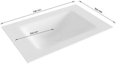 Cloud Talc Solid Surface İnbouw Wastafel 70Cm. Positie Wasbak Midden.