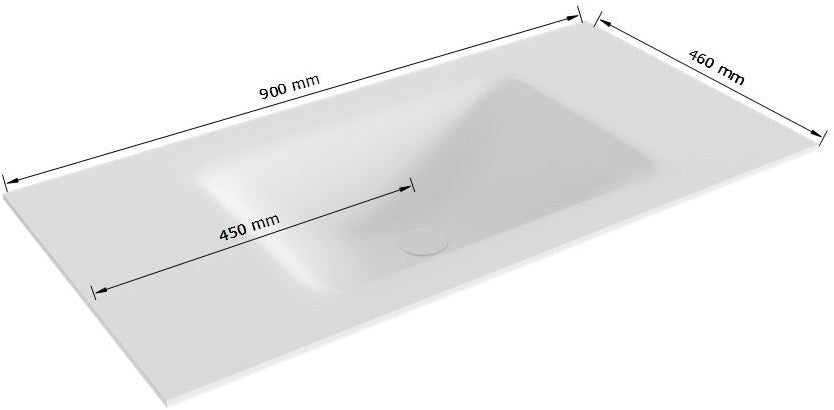 Cloud Talc Solid Surface İnbouw Wastafel 90Cm. Positie Wasbak Midden.