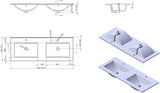 Denia -Keramische Wastafel 121Cm Breed - Met Dubbele Wasbak