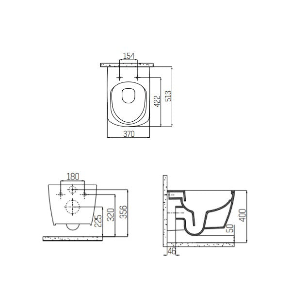 Creavit Design Hangtoilet  Wit Met Bidet Rimoff Verborgen Bevestiging  zonder zitting