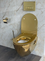 Creavit Design Hangend Toilet - Gouden Keramische Toiletpot - Luxueuze Wandcloset met Bidet